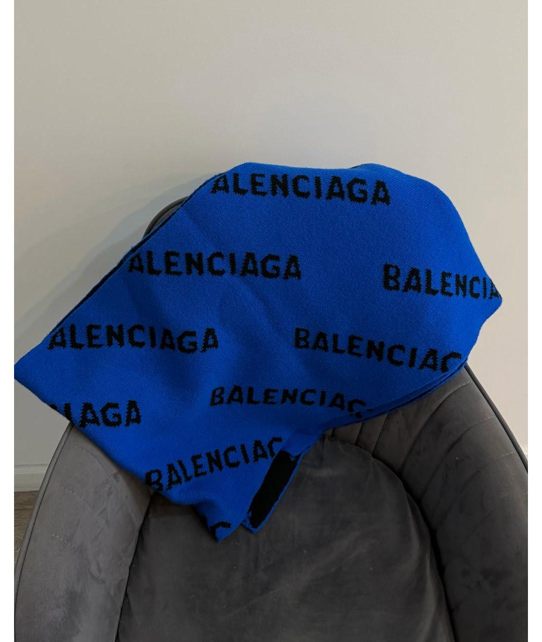 BALENCIAGA Синий шерстяной шарф, фото 2
