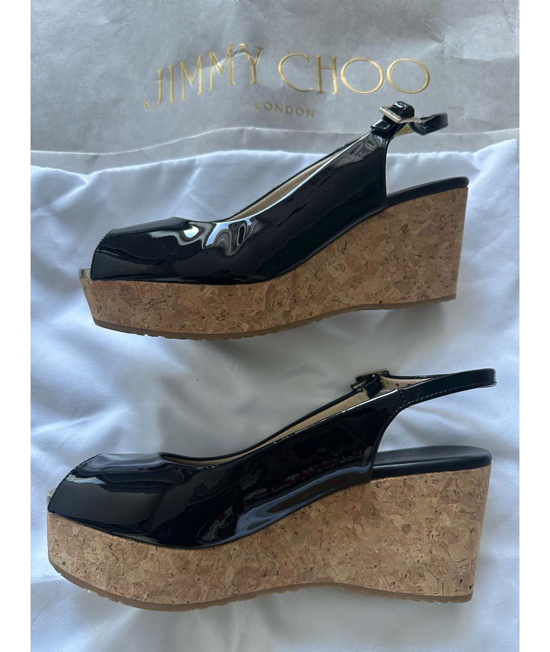 JIMMY CHOO Черные кожаные босоножки, фото 6