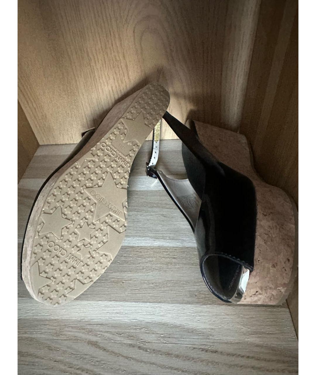 JIMMY CHOO Черные кожаные босоножки, фото 5