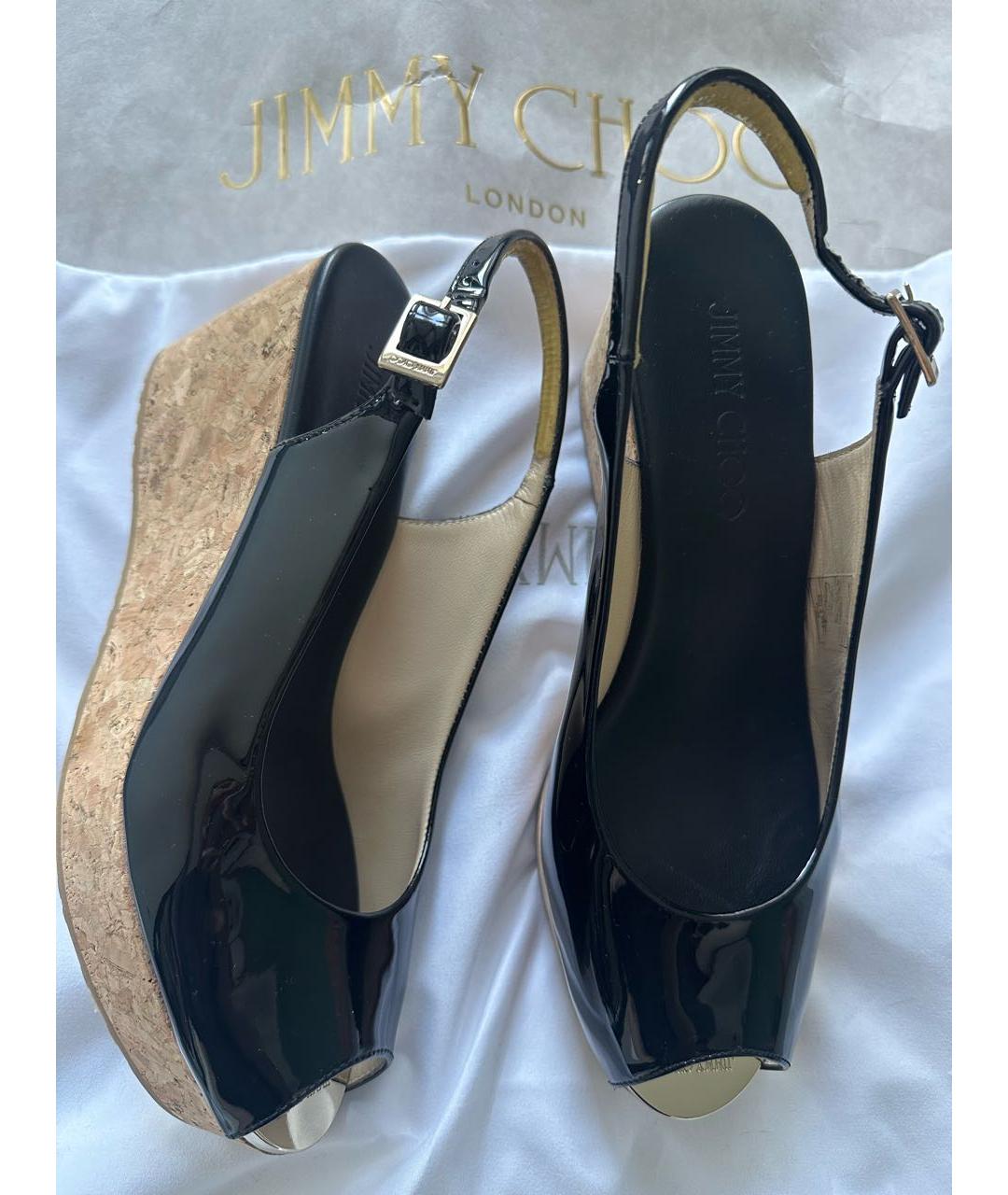 JIMMY CHOO Черные кожаные босоножки, фото 4