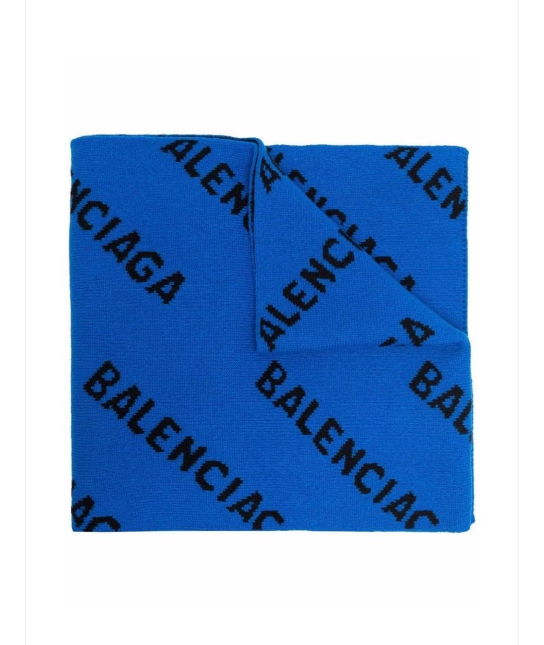 BALENCIAGA Синий шерстяной шарф, фото 1