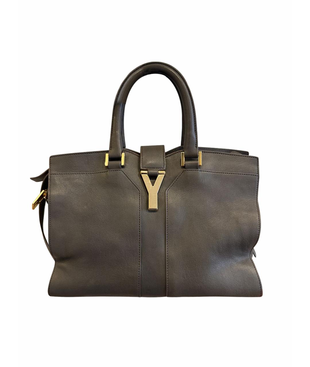 SAINT LAURENT Антрацитовая кожаная сумка тоут, фото 1