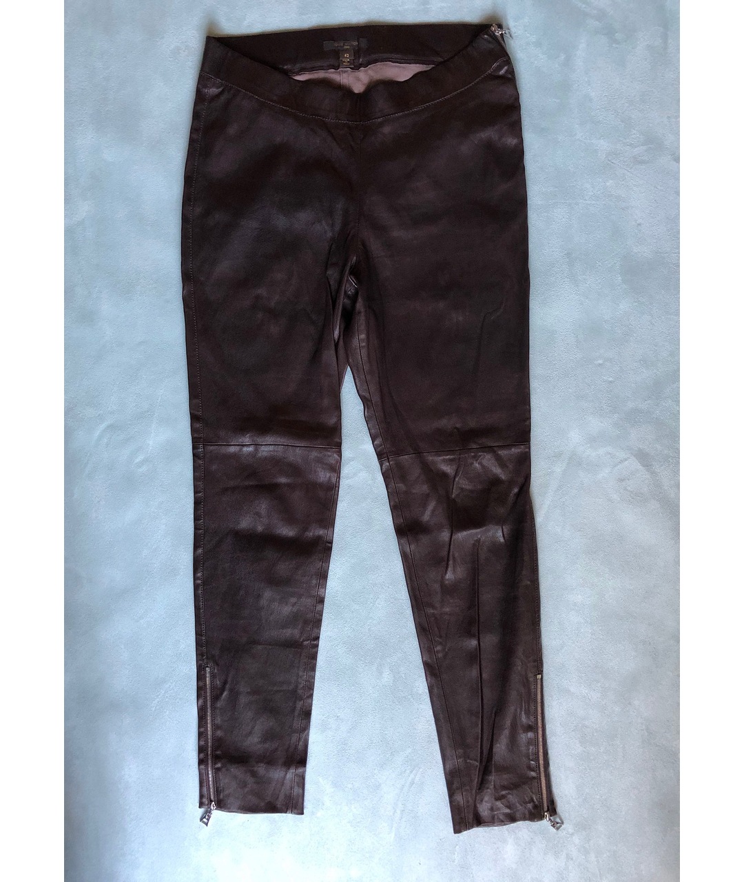 LOUIS VUITTON PRE-OWNED Коричневые кожаные брюки узкие, фото 10