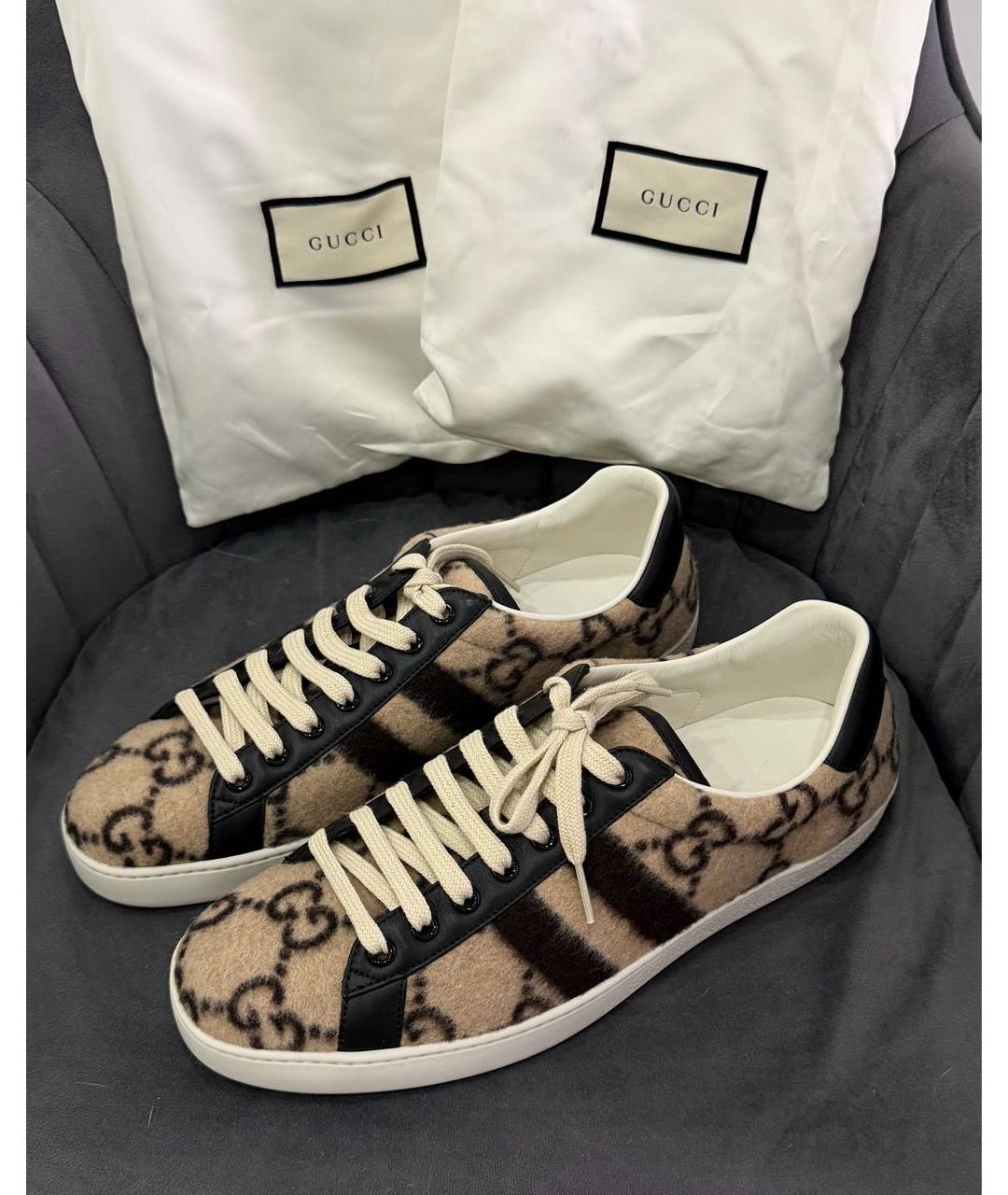 GUCCI Бежевые низкие кроссовки / кеды, фото 3