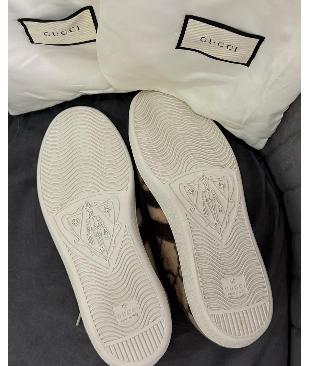 GUCCI Бежевые низкие кроссовки / кеды, фото 5