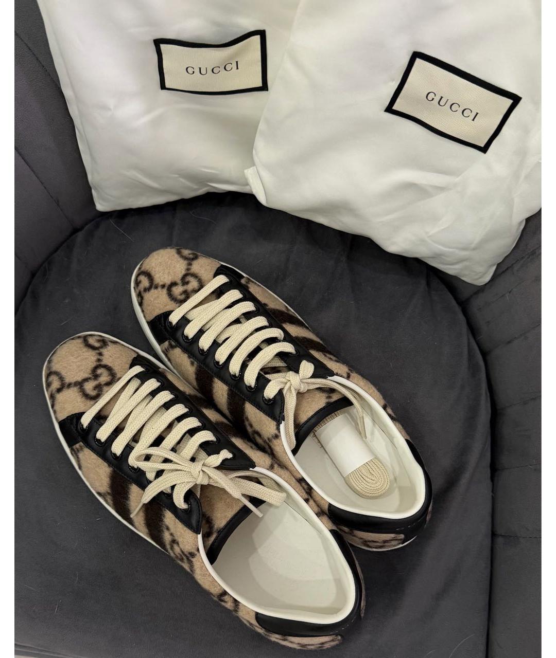 GUCCI Бежевые низкие кроссовки / кеды, фото 4