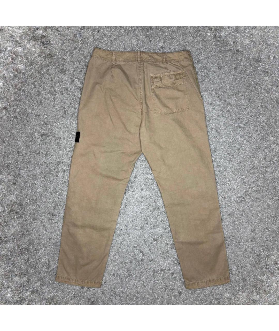 STONE ISLAND Бежевые хлопковые брюки чинос, фото 3