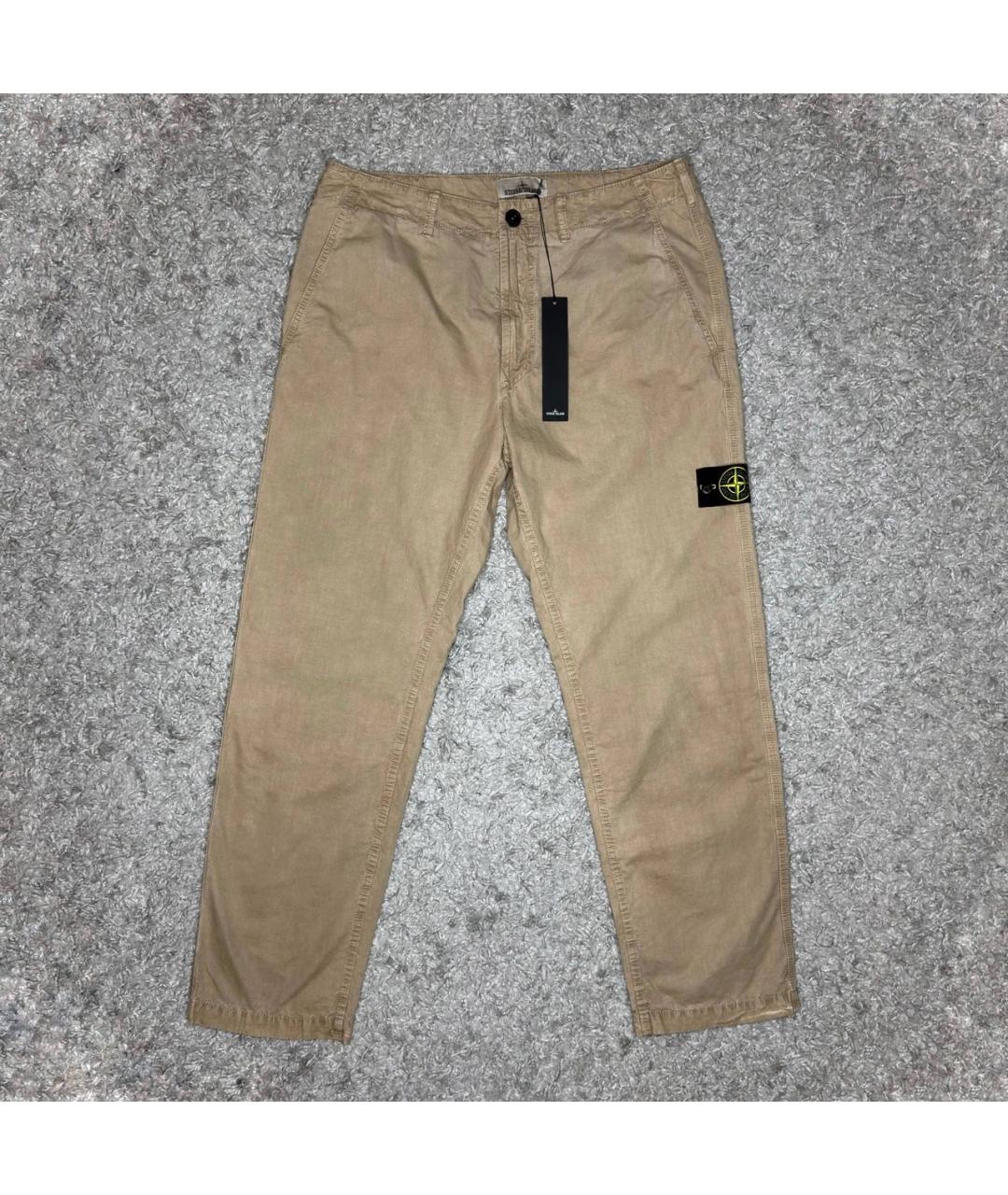 STONE ISLAND Бежевые хлопковые брюки чинос, фото 6