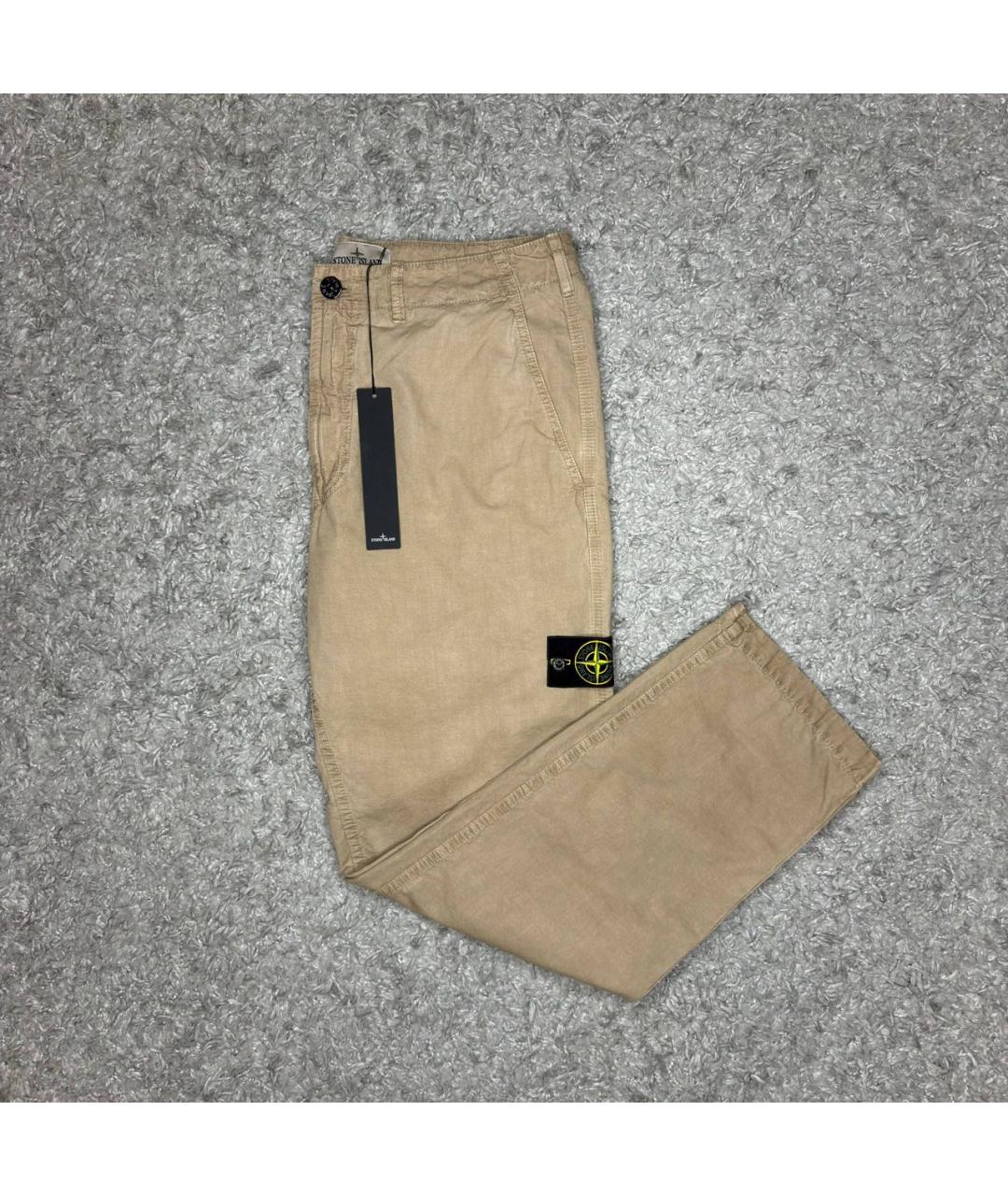 STONE ISLAND Бежевые хлопковые брюки чинос, фото 2