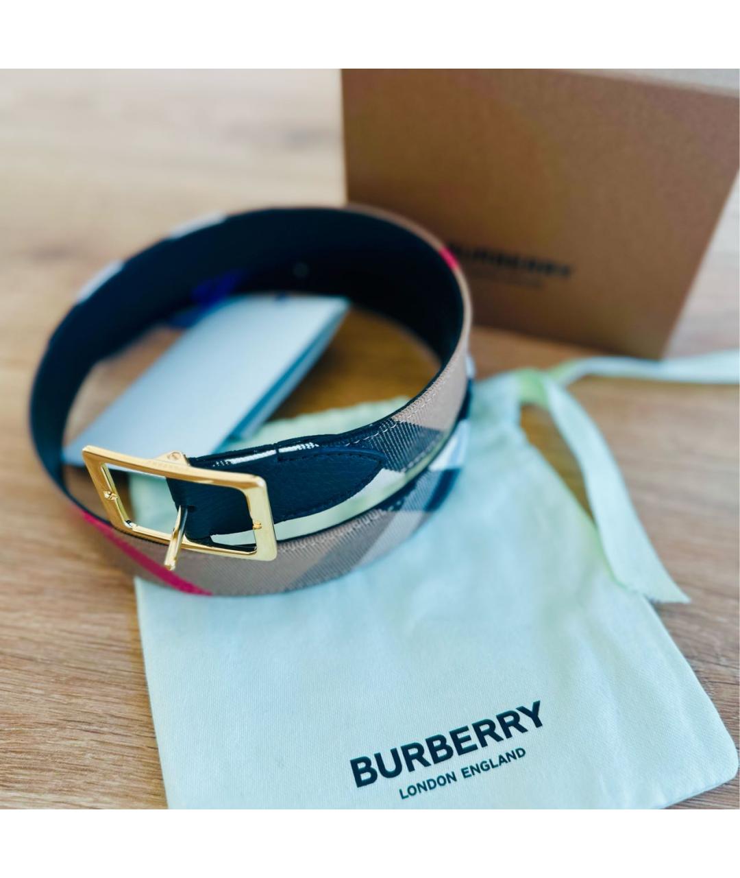 BURBERRY Бежевый кожаный ремень, фото 8