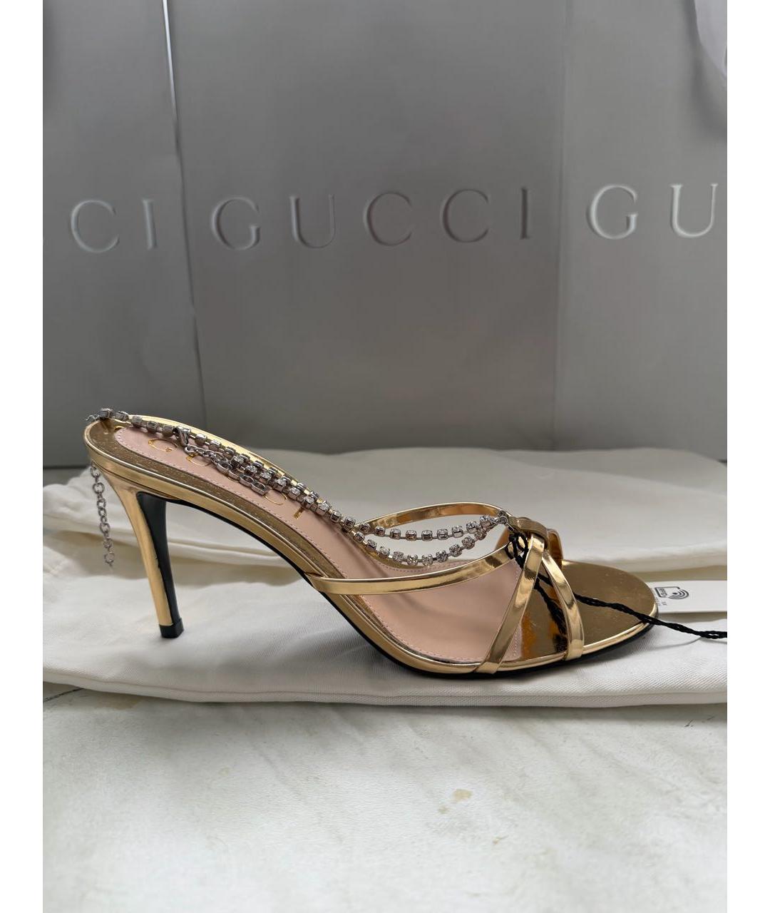 GUCCI Золотые босоножки, фото 5
