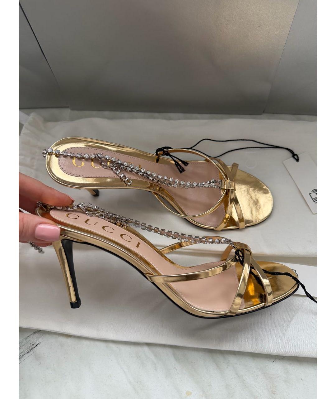 GUCCI Золотые босоножки, фото 2