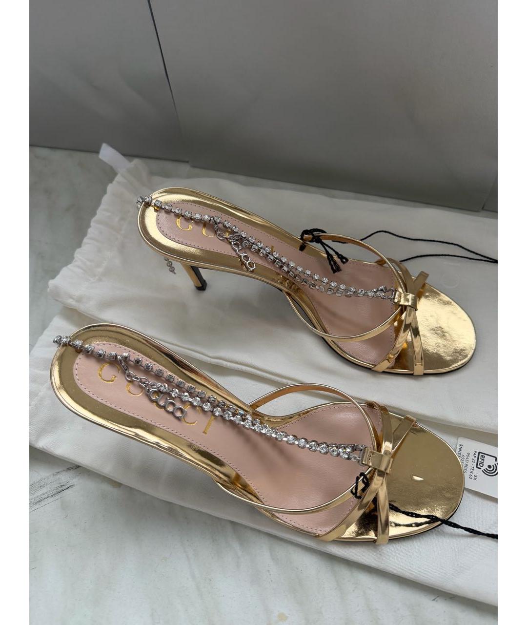 GUCCI Золотые босоножки, фото 4