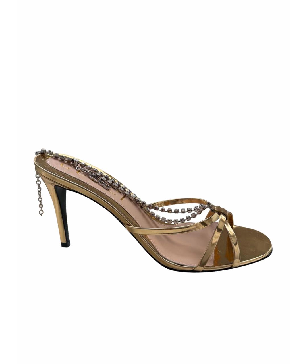 GUCCI Золотые босоножки, фото 1