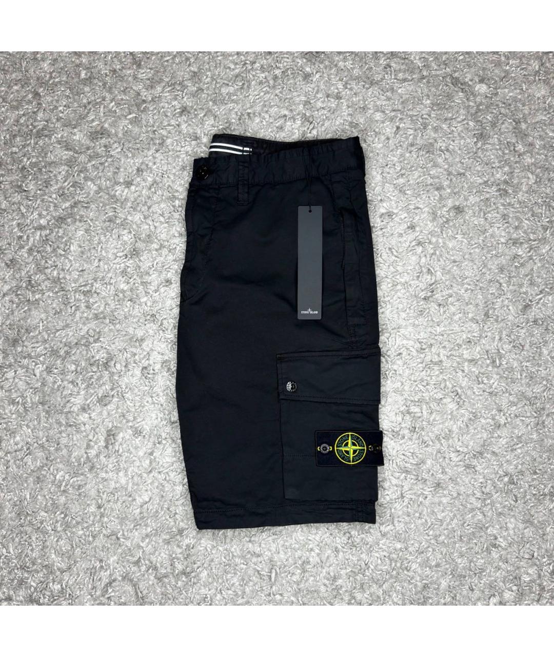 STONE ISLAND Черные хлопковые шорты, фото 3