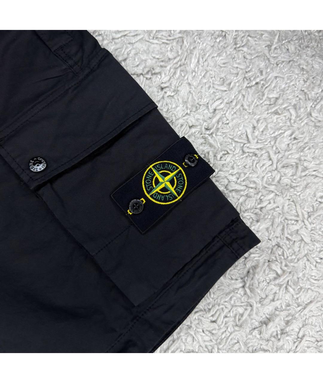 STONE ISLAND Черные хлопковые шорты, фото 5
