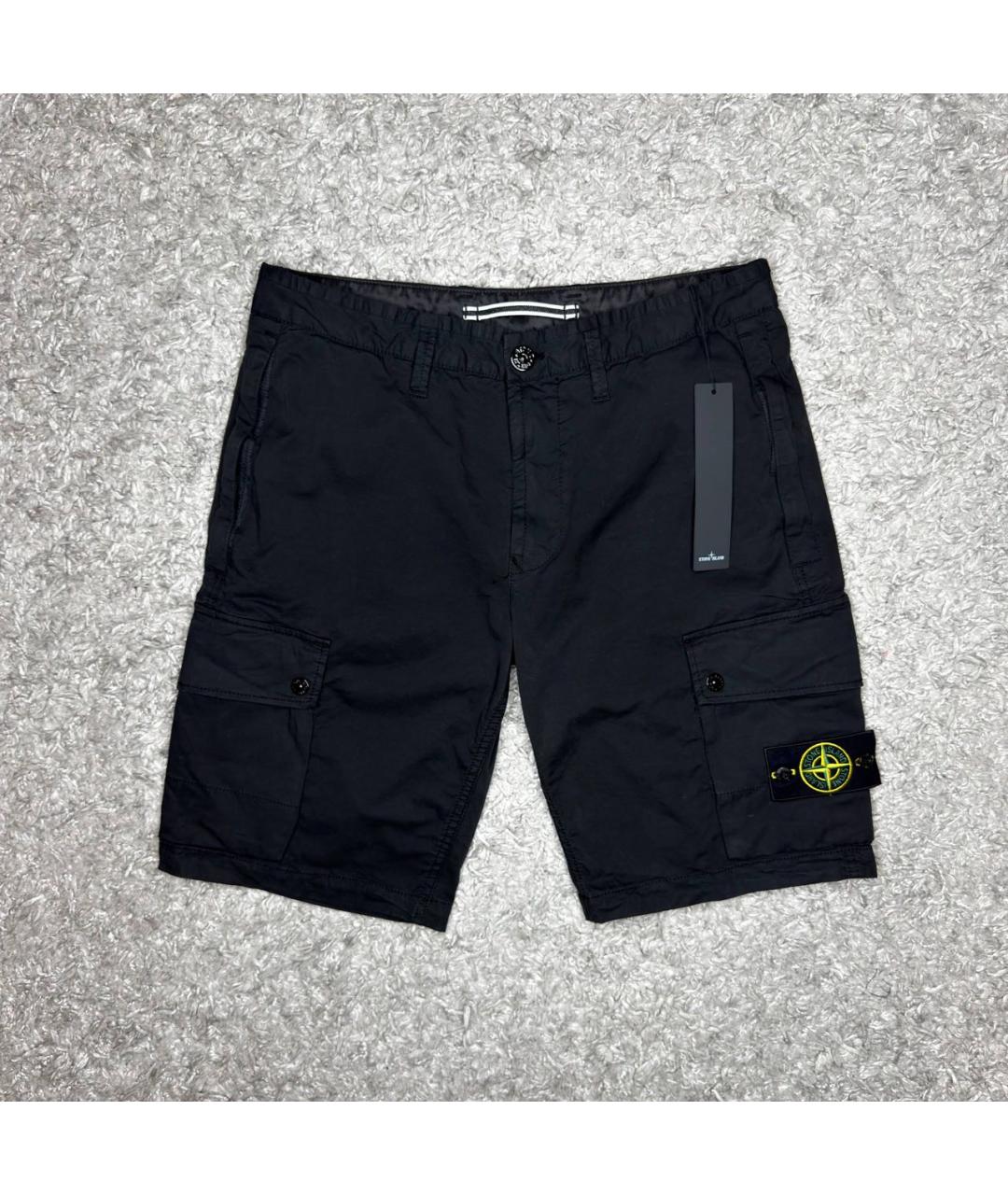 STONE ISLAND Черные хлопковые шорты, фото 4