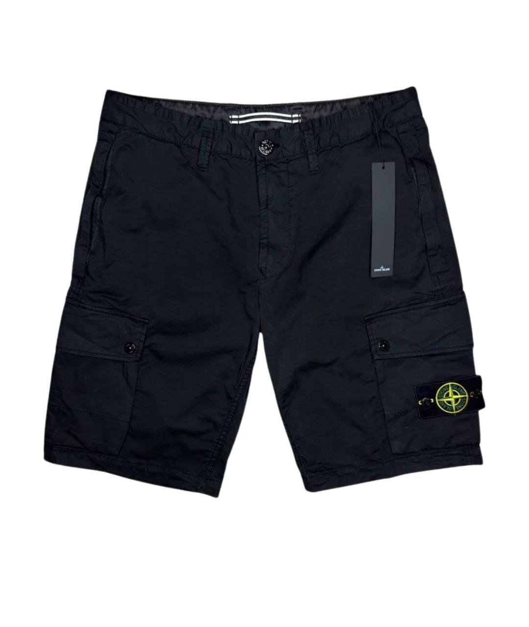 STONE ISLAND Черные хлопковые шорты, фото 1