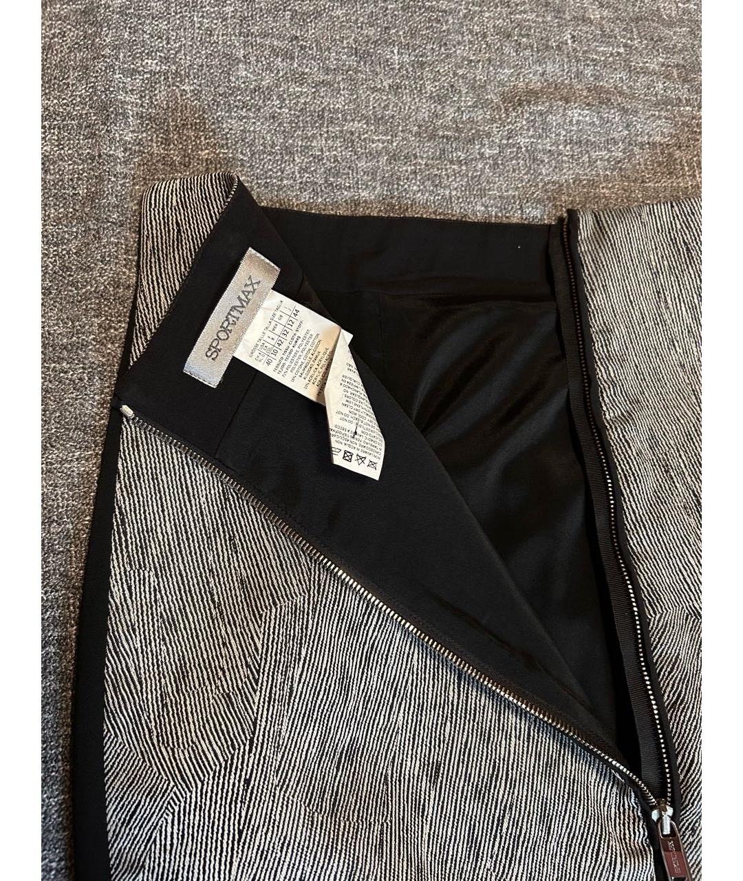 SPORTMAX Черная полиэстеровая юбка миди, фото 4