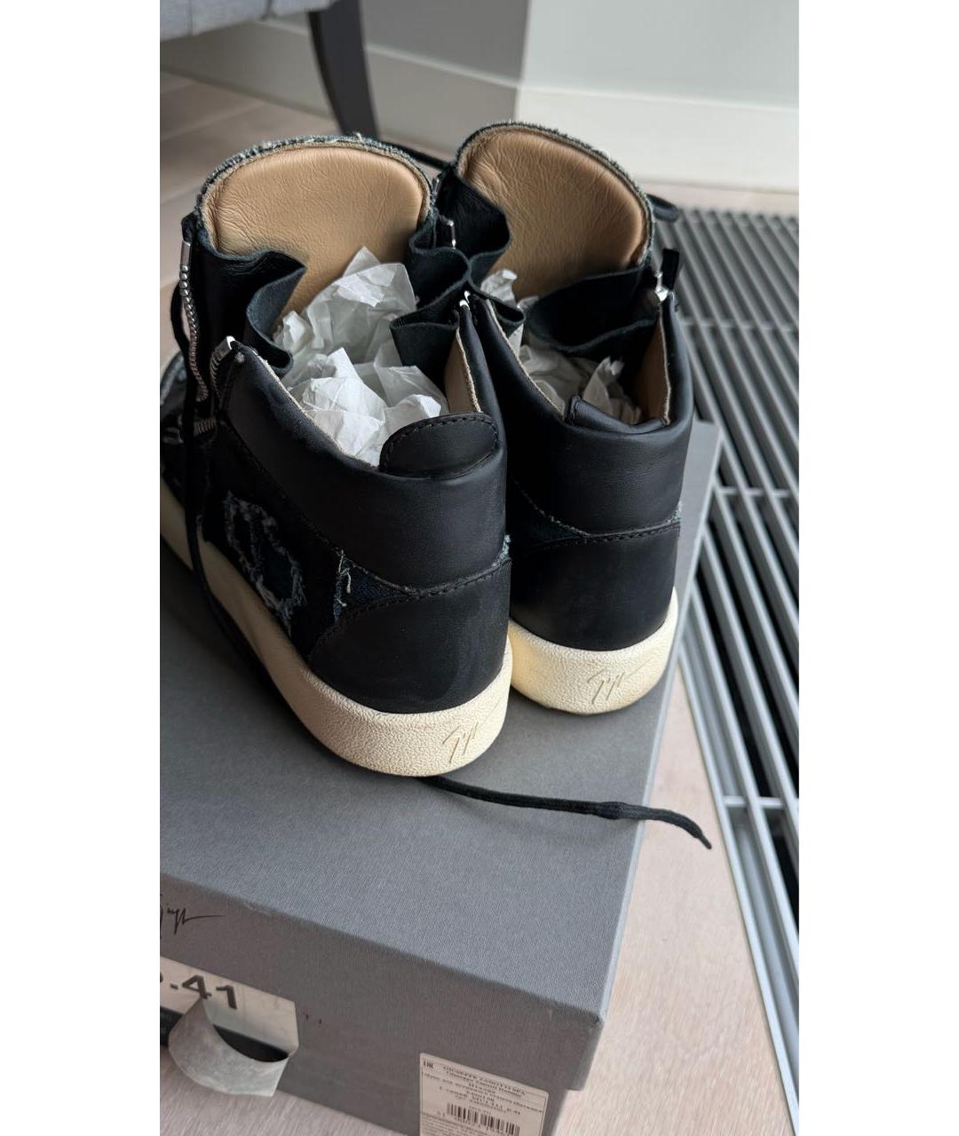 GIUSEPPE ZANOTTI DESIGN Темно-синие текстильные низкие ботинки, фото 4