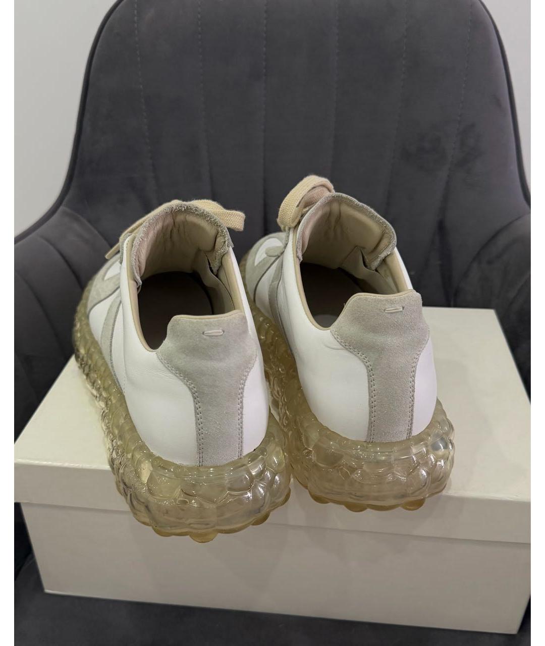 MAISON MARGIELA Белые кожаные низкие кроссовки / кеды, фото 4