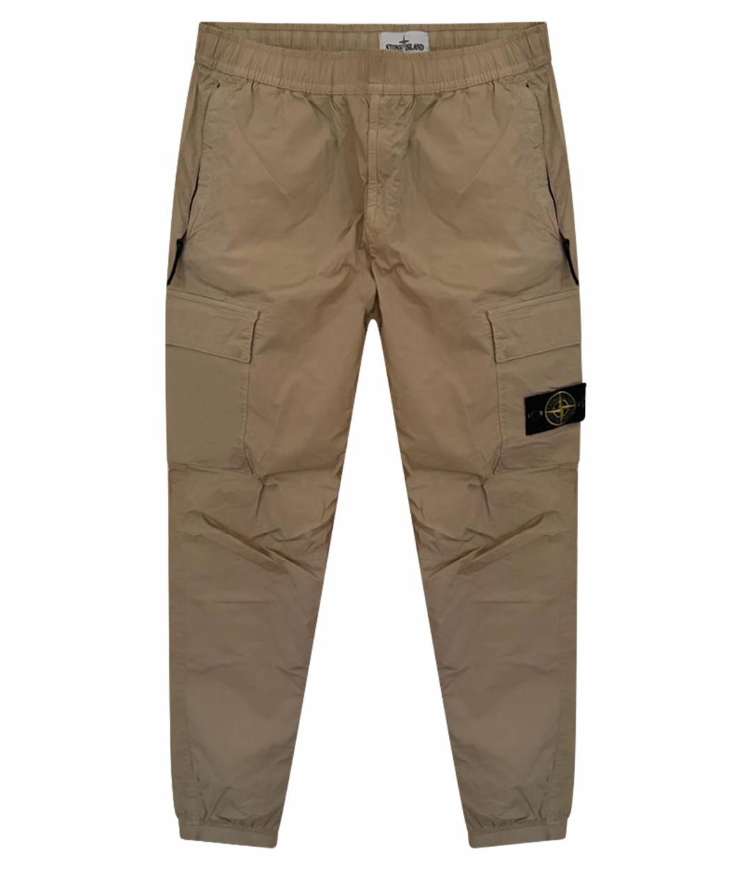 STONE ISLAND Бежевые хлопко-эластановые повседневные брюки, фото 1