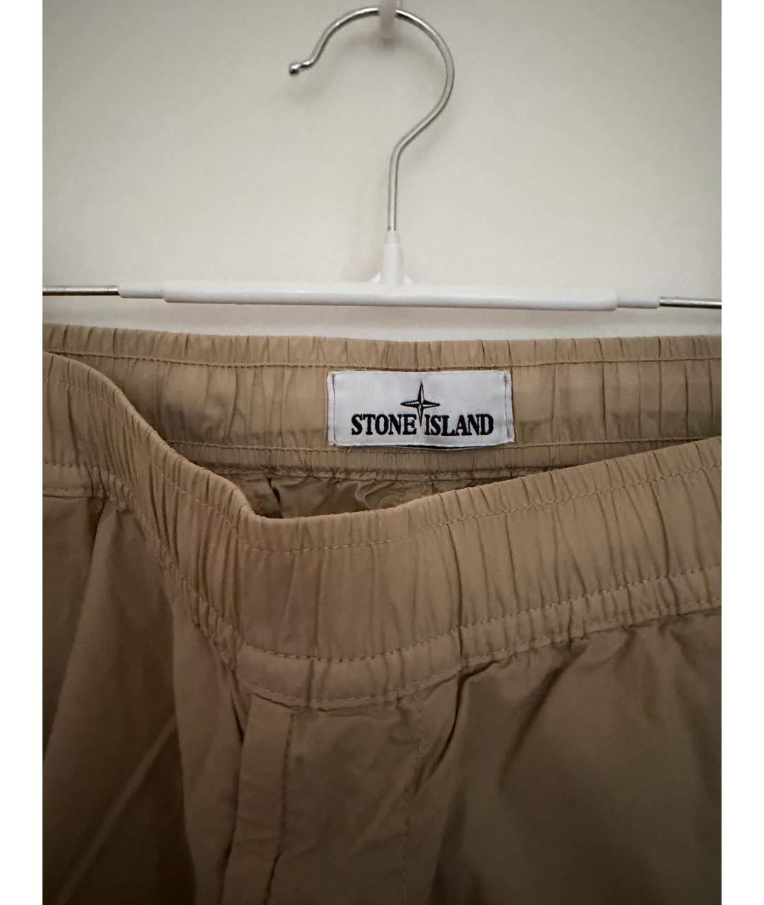 STONE ISLAND Бежевые хлопко-эластановые повседневные брюки, фото 3