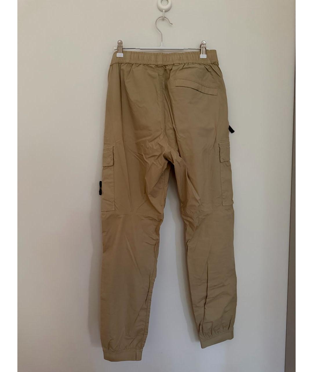 STONE ISLAND Бежевые хлопко-эластановые повседневные брюки, фото 2