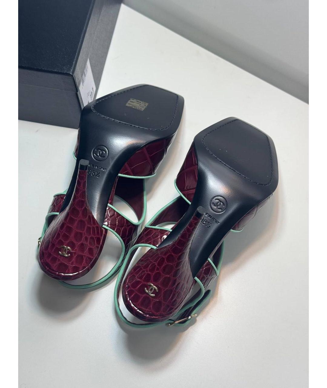 CHANEL Бордовые босоножки, фото 2