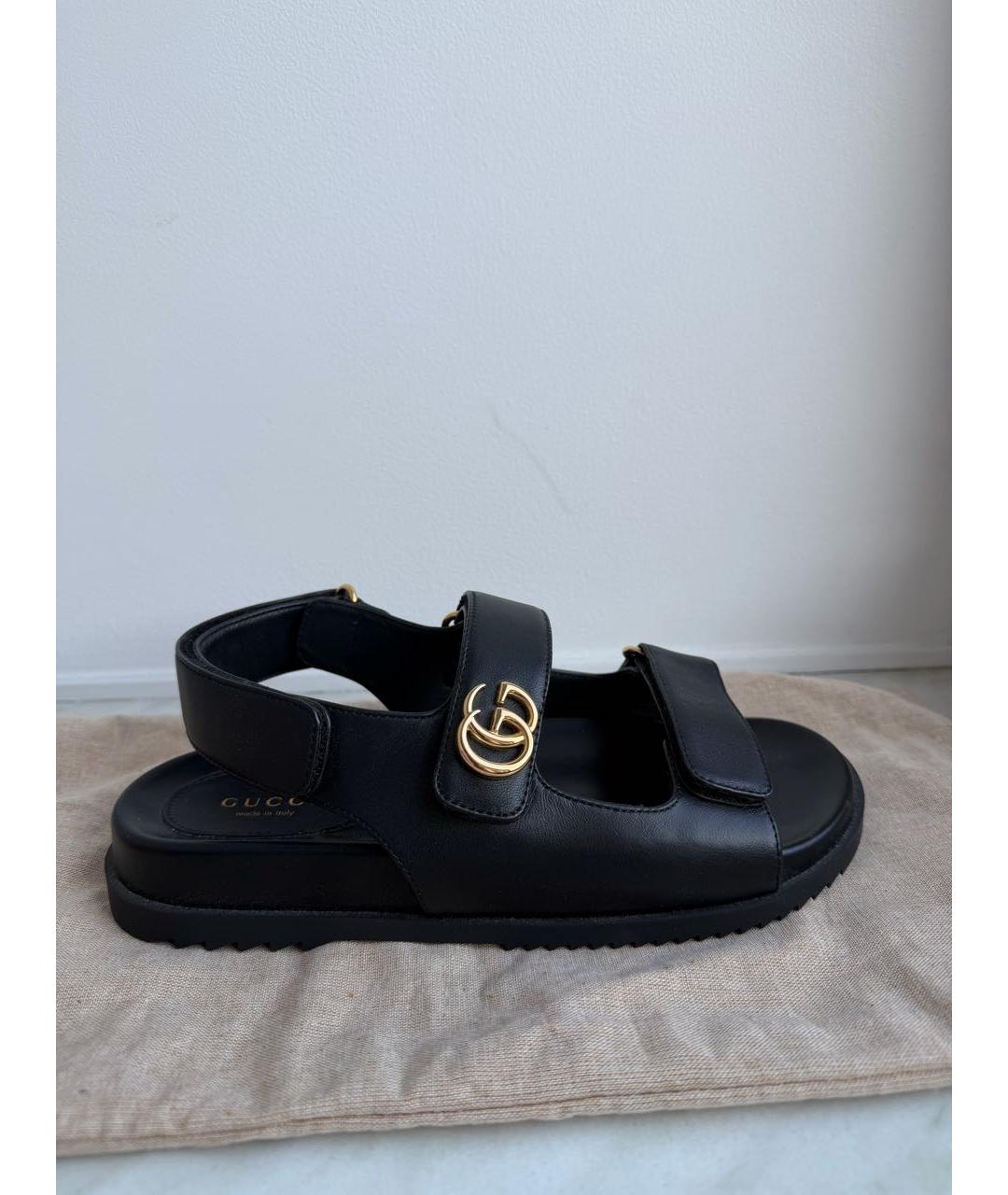 GUCCI Черные кожаные сандалии, фото 5