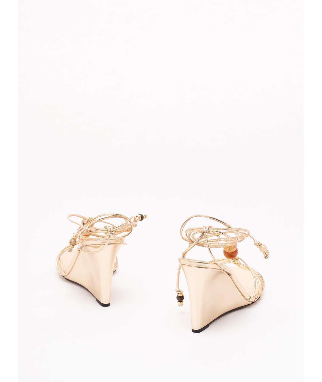 JIMMY CHOO Золотые кожаные босоножки, фото 3
