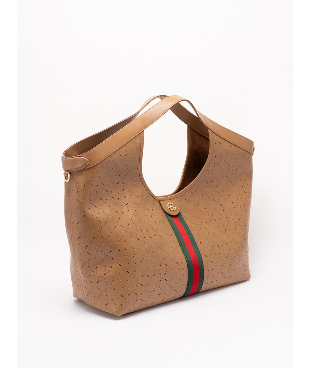 GUCCI Бежевая кожаная сумка тоут, фото 3