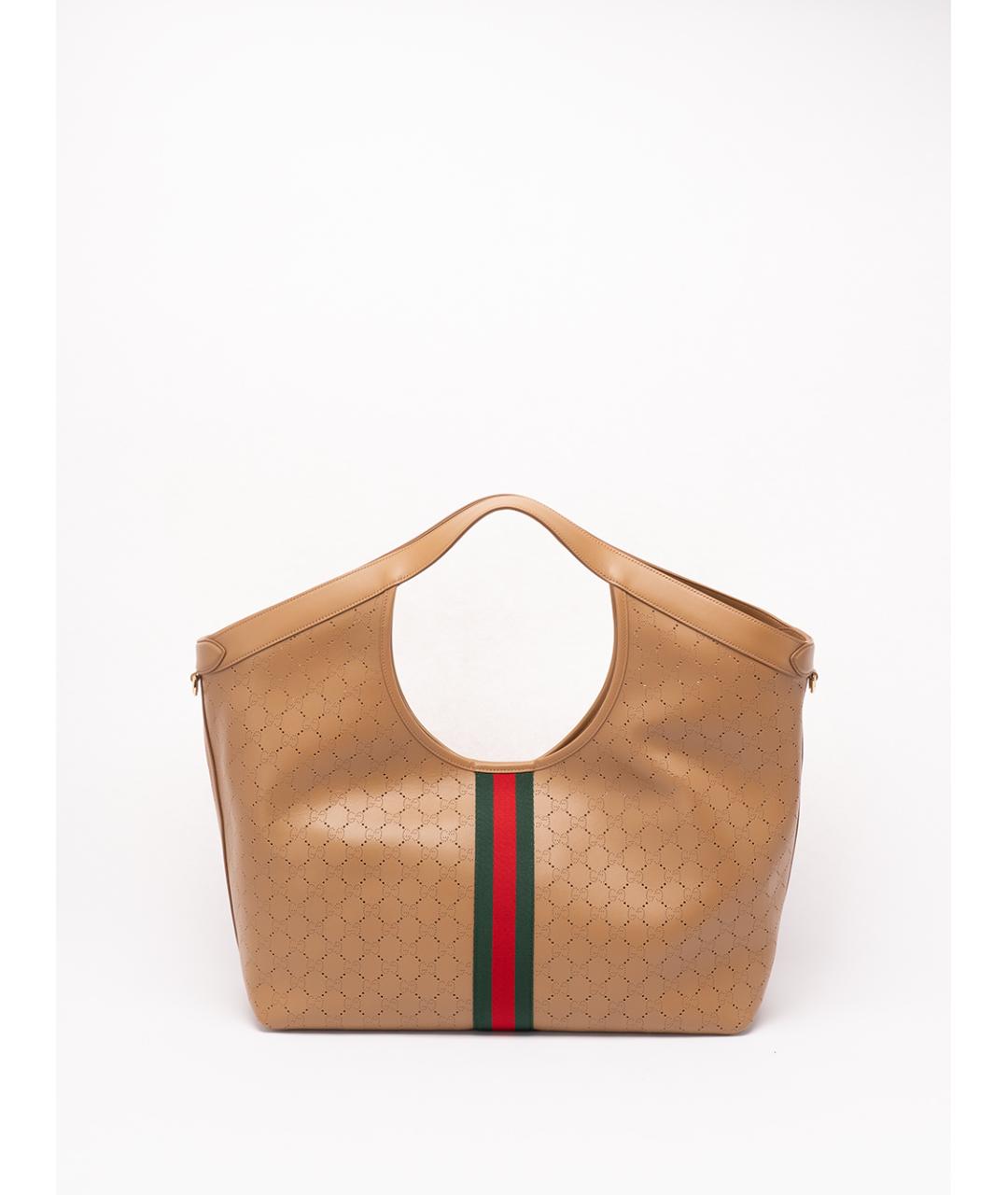 GUCCI Бежевая кожаная сумка тоут, фото 2