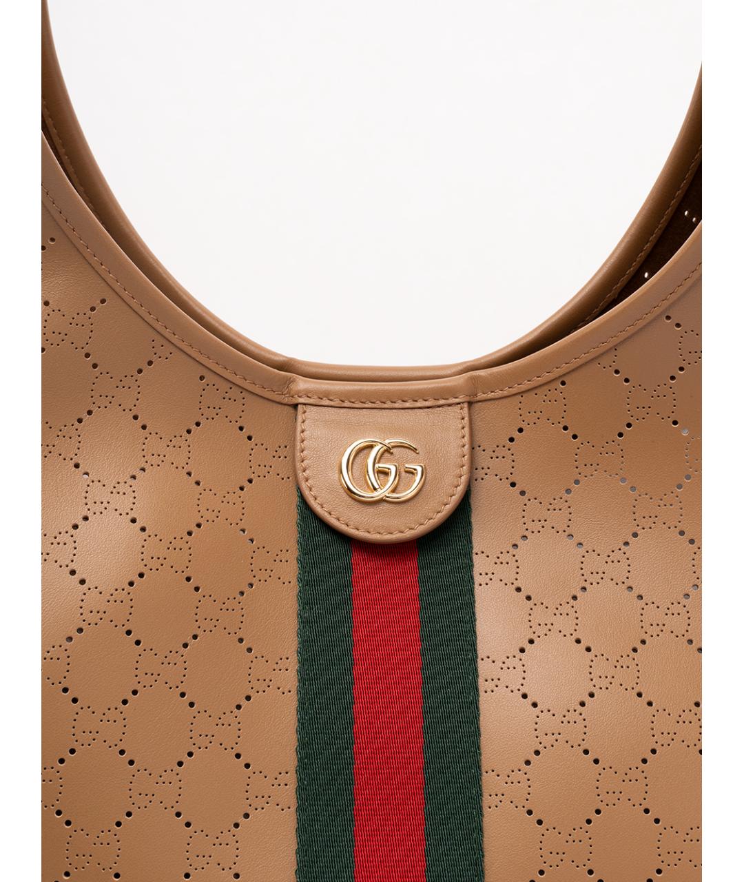GUCCI Бежевая кожаная сумка тоут, фото 5