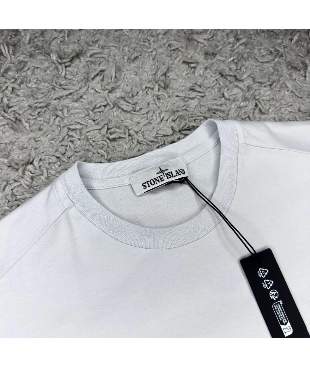 STONE ISLAND Голубая хлопковая футболка, фото 3