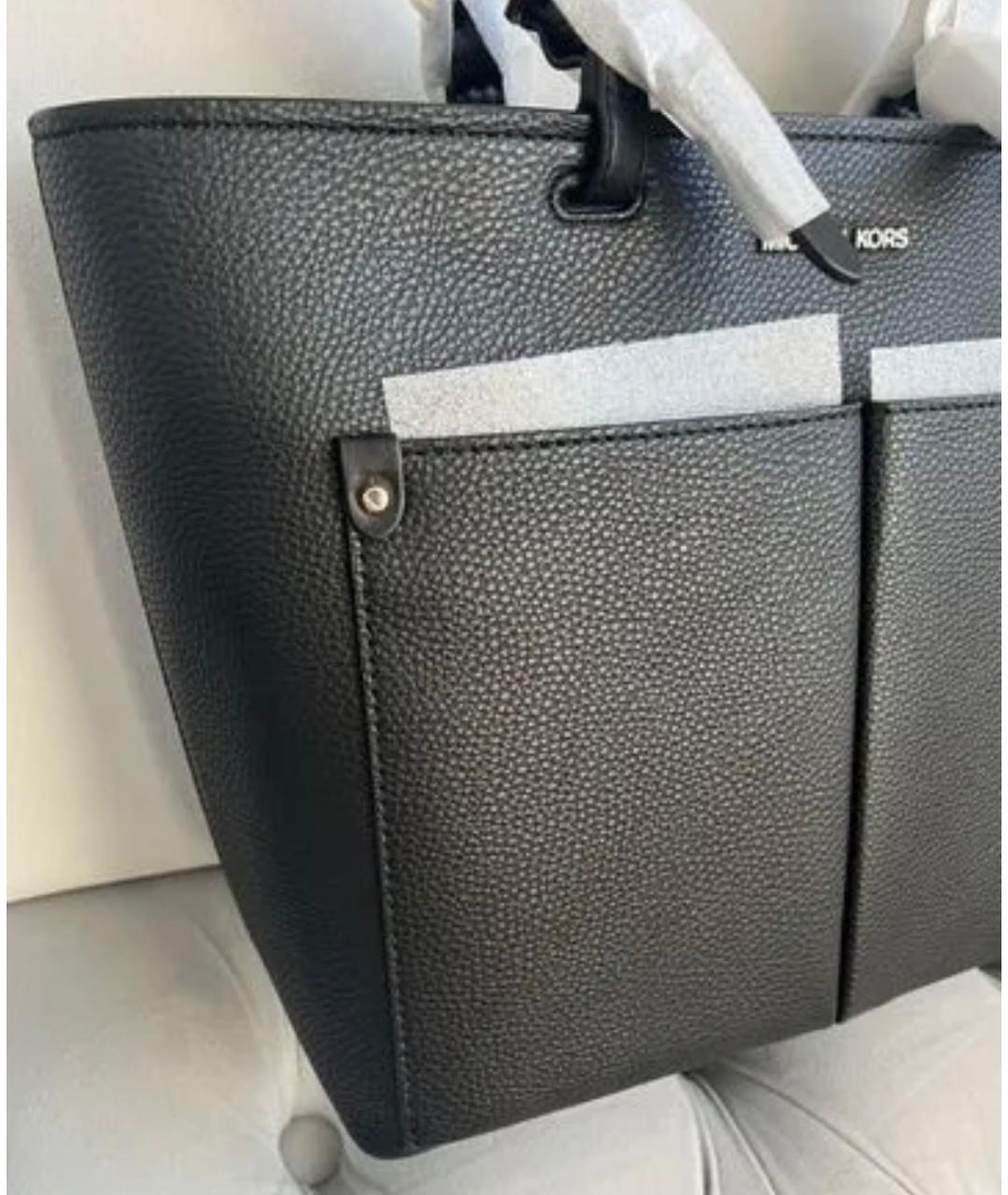 MICHAEL KORS Черная кожаная сумка тоут, фото 2