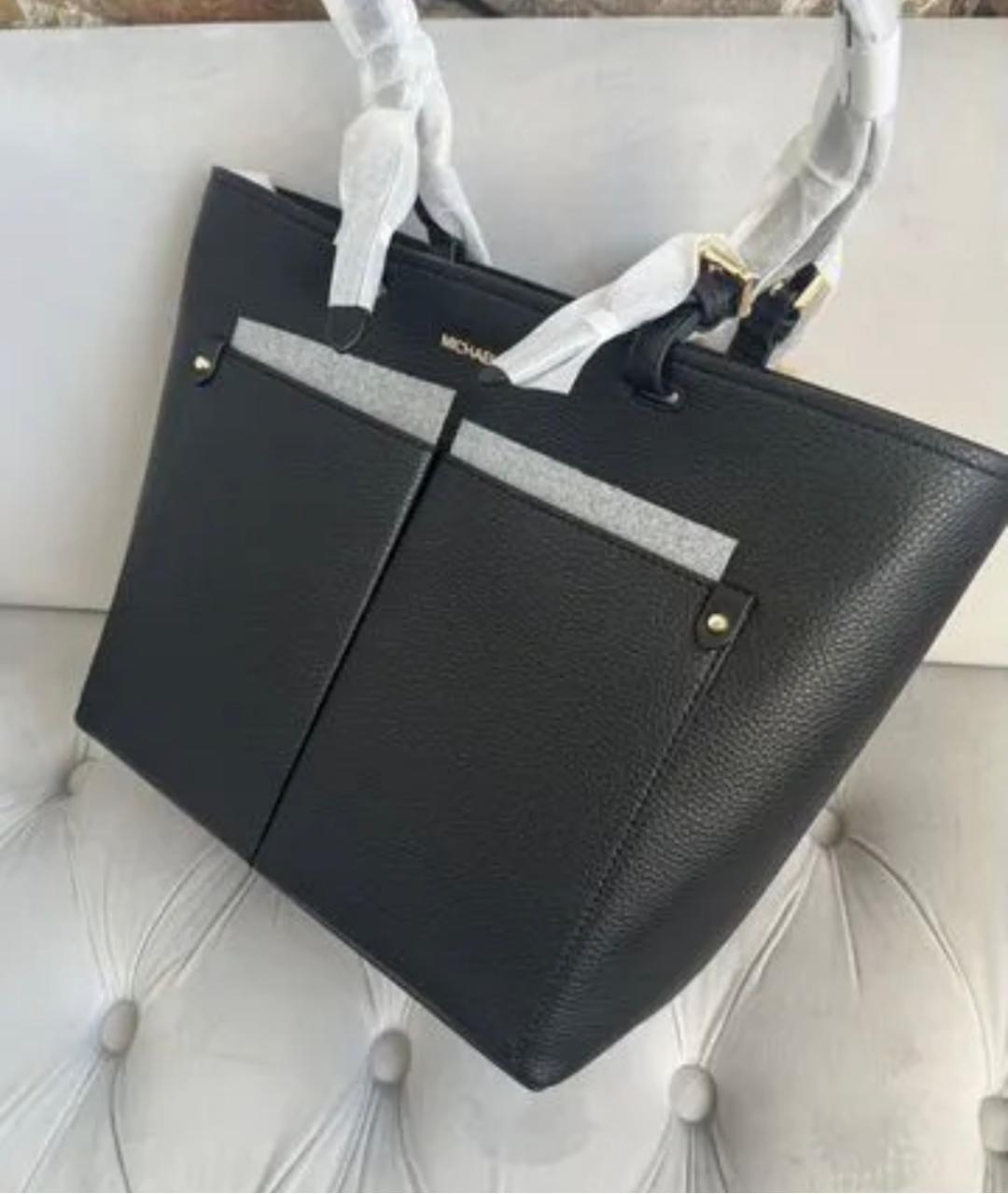 MICHAEL KORS Черная кожаная сумка тоут, фото 6
