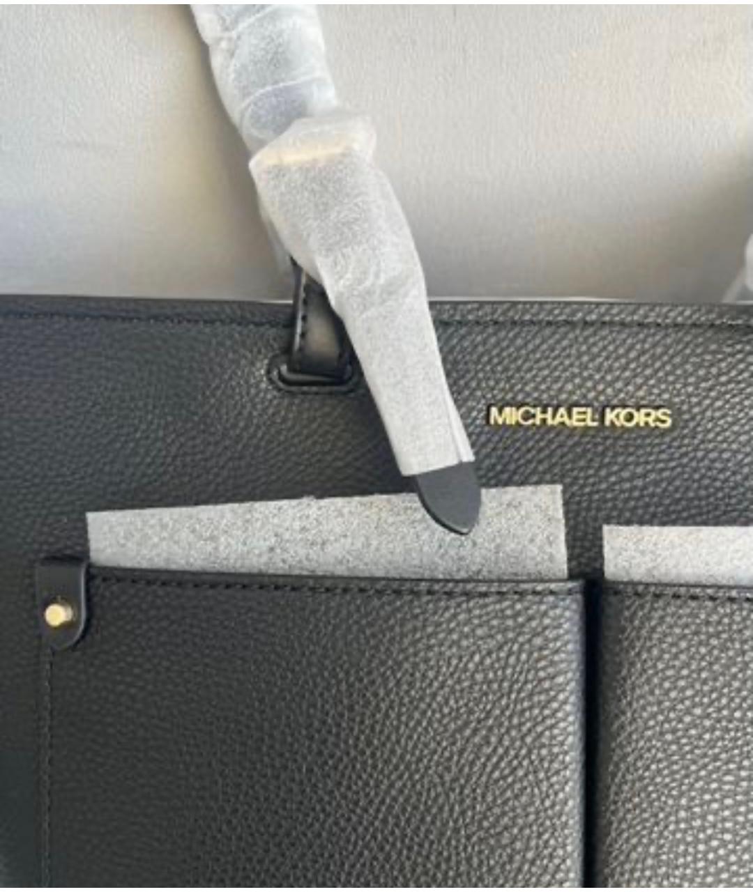 MICHAEL KORS Черная кожаная сумка тоут, фото 5