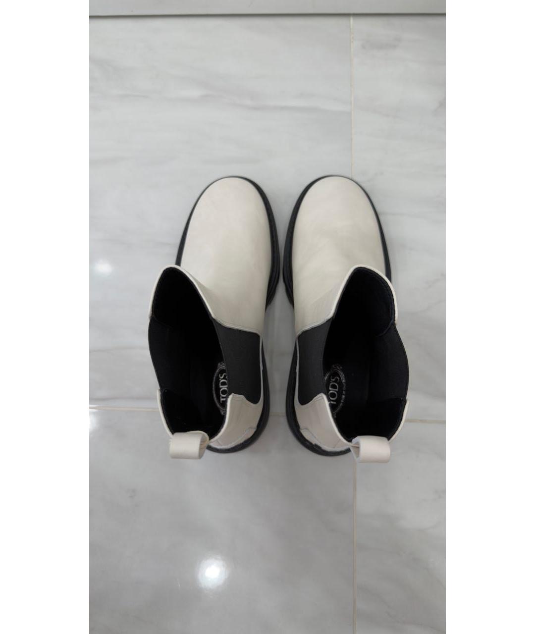 TOD'S Белые кожаные ботинки, фото 3