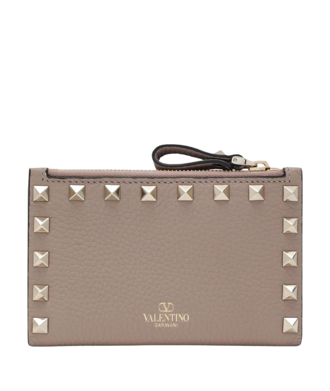 VALENTINO Розовый кожаный кардхолдер, фото 1