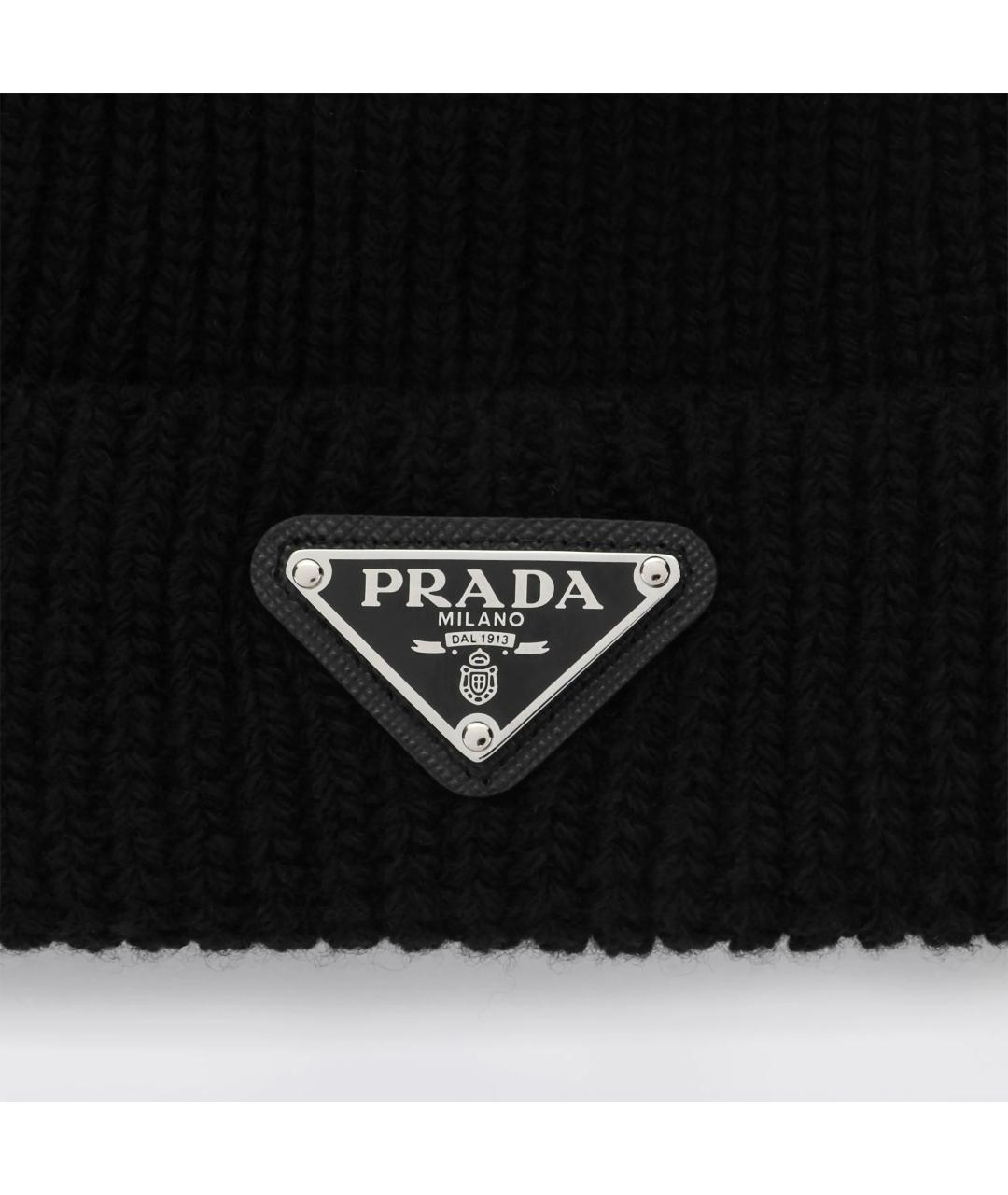 PRADA Черная шерстяная шапка, фото 2