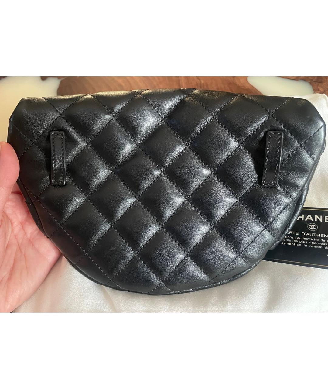CHANEL Черная кожаная поясная сумка, фото 3