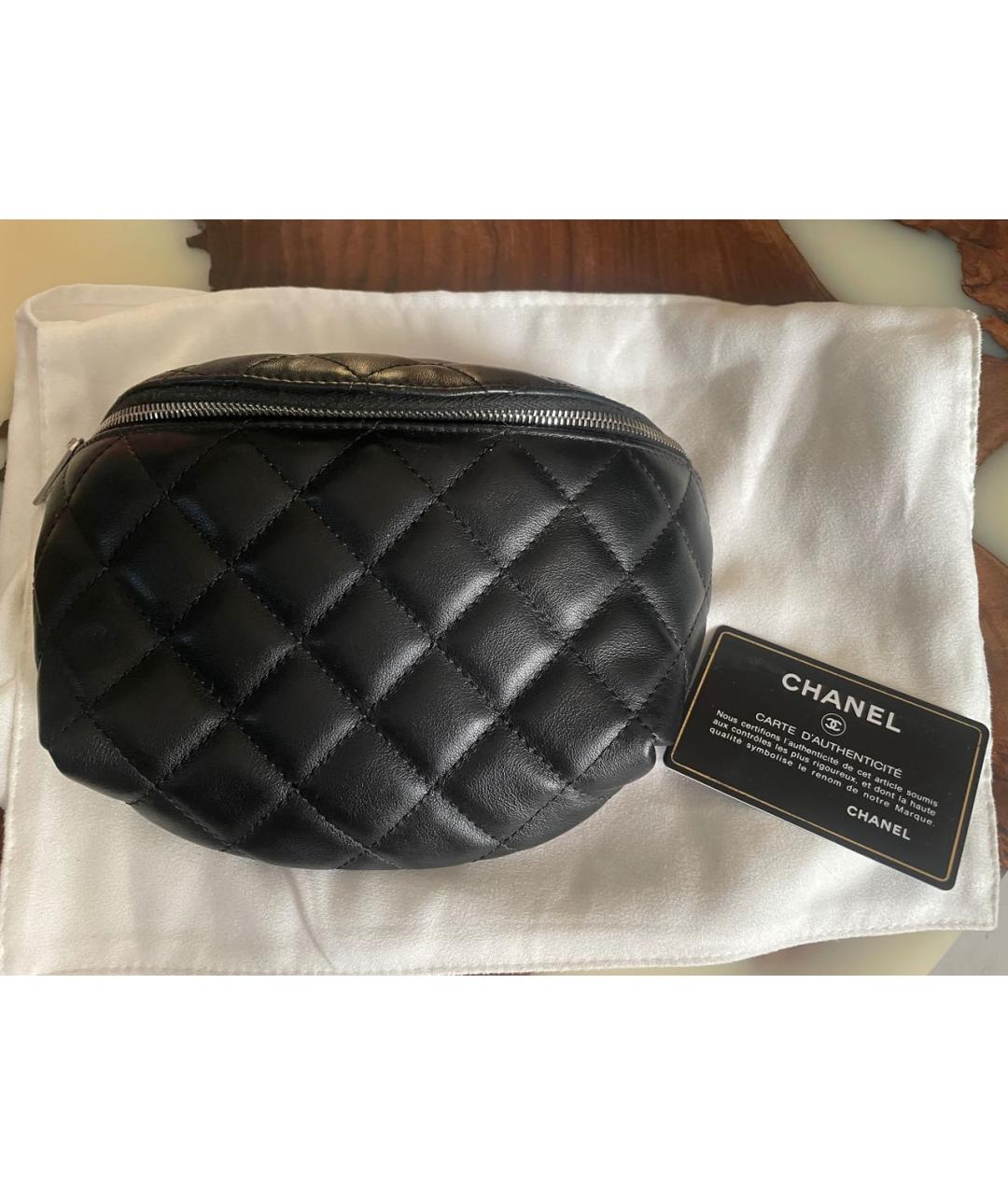 CHANEL Черная кожаная поясная сумка, фото 8