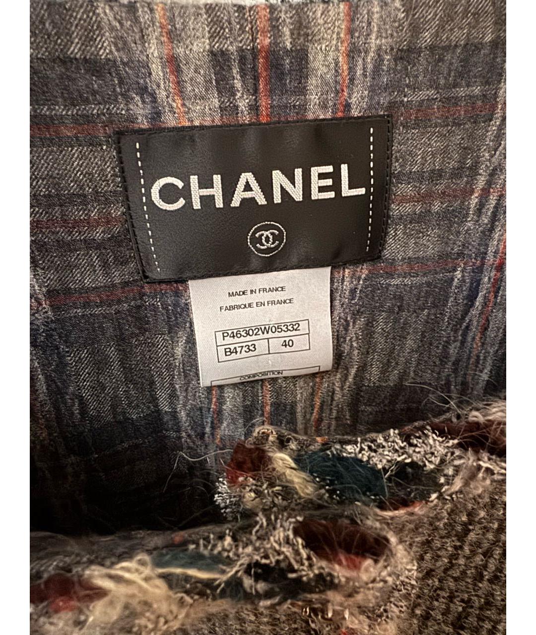 CHANEL Серый твидовый жакет/пиджак, фото 2