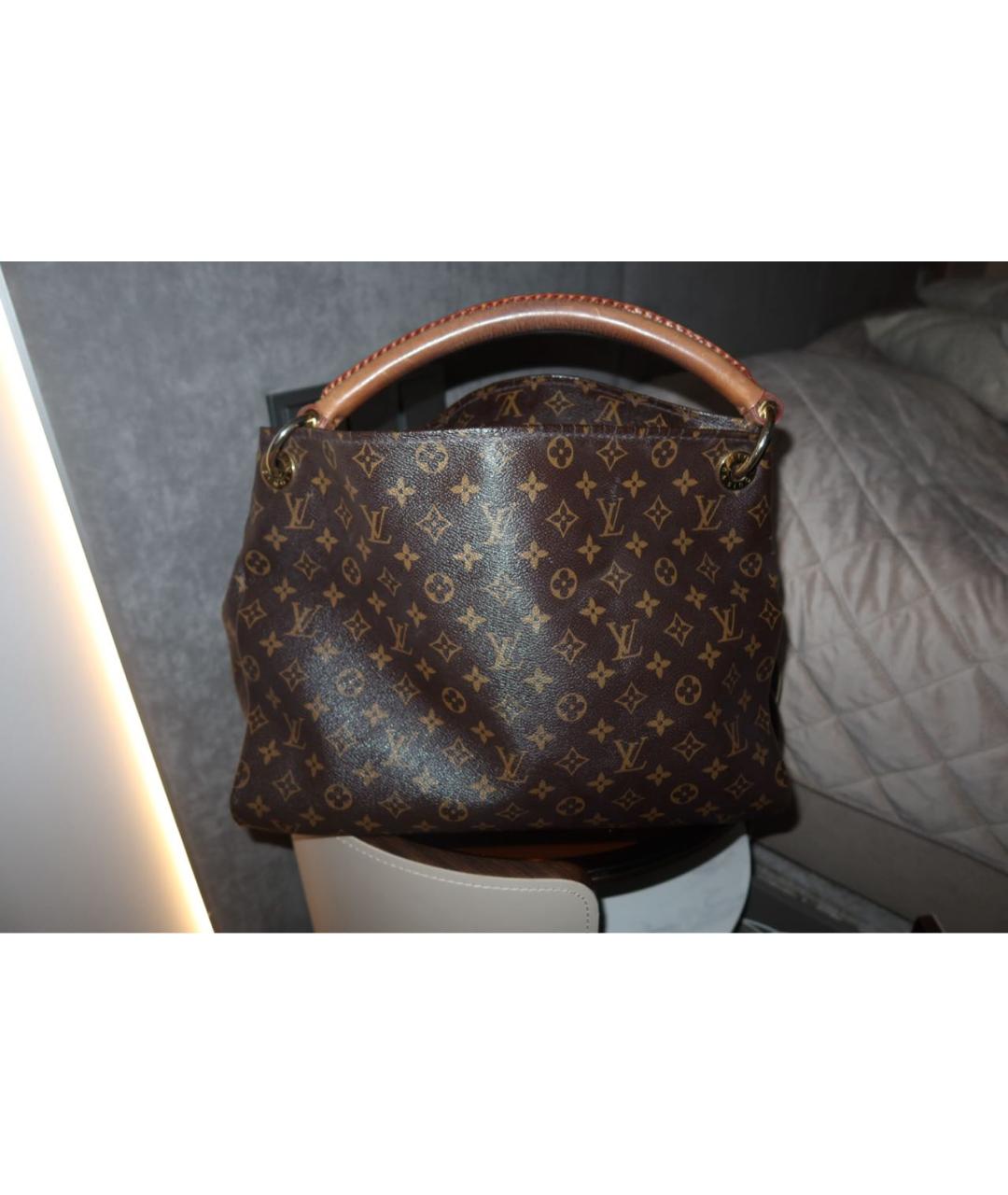 LOUIS VUITTON Коричневая кожаная сумка тоут, фото 5