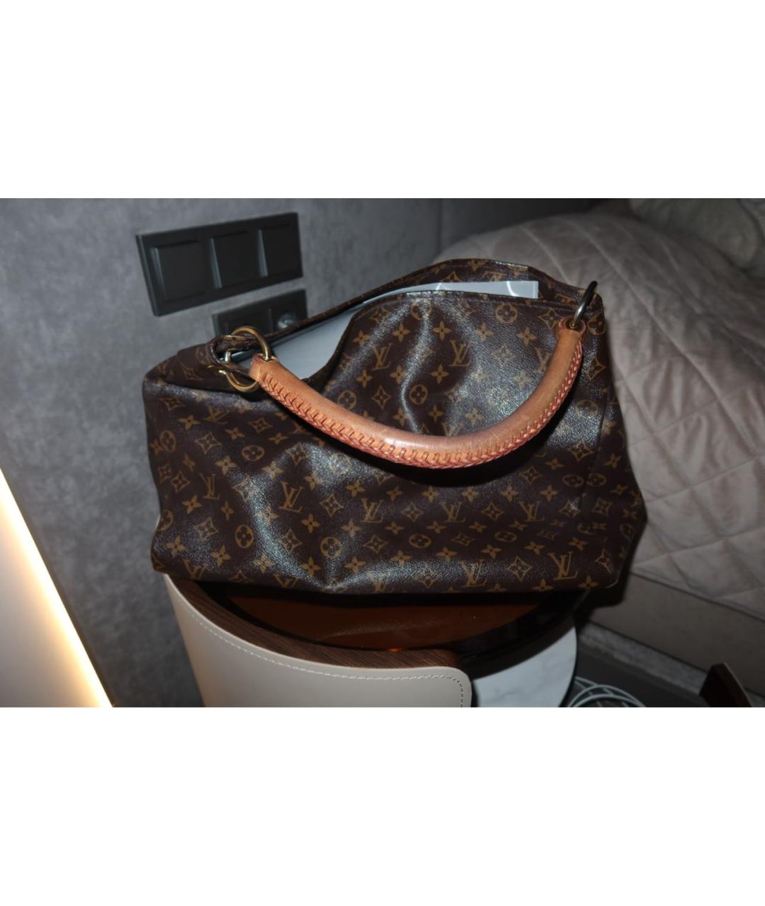 LOUIS VUITTON Коричневая кожаная сумка тоут, фото 4