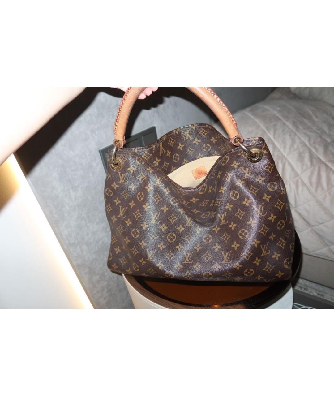 LOUIS VUITTON Коричневая кожаная сумка тоут, фото 2