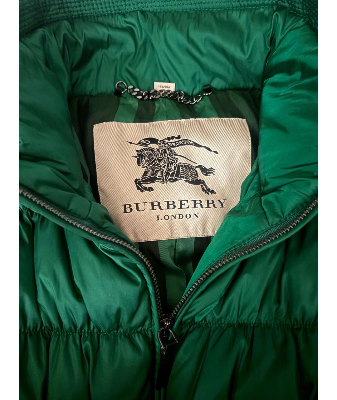 BURBERRY Зеленая полиэстеровая куртка, фото 4