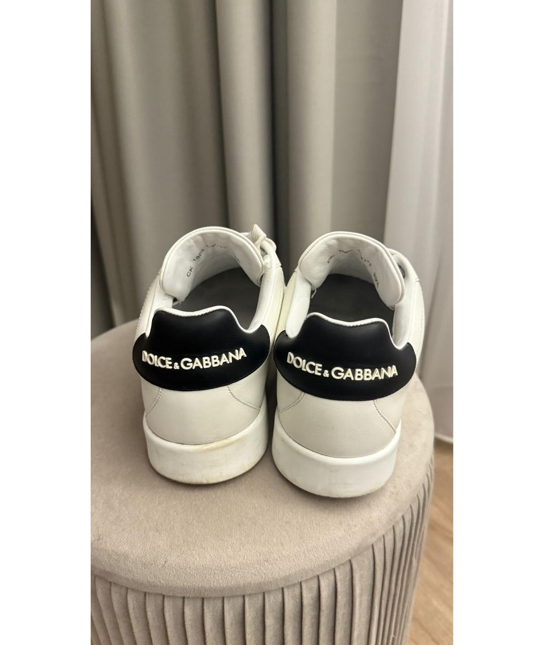 DOLCE&GABBANA Белые кожаные низкие кроссовки / кеды, фото 1