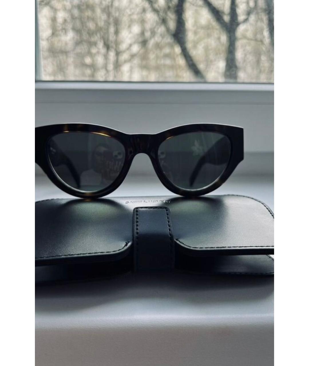 SAINT LAURENT Коричневые пластиковые солнцезащитные очки, фото 5
